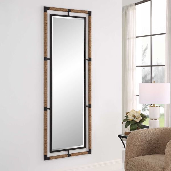 Melville Brown Iron and Rope Tall Mirror, image 1