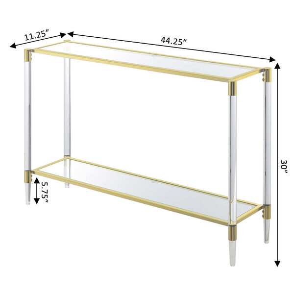 Royal Crest Gold 2-Tier Acrylic Glass Console Table, image 6
