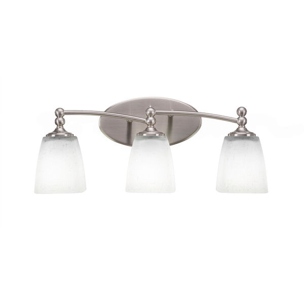 Capri Brushed Nickel Three-Light Bath Bar with 4.5-Inch White Muslin Glass, image 1