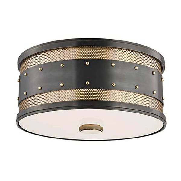 Gaines Aged Old Bronze Two-Light Flush Mount, image 1