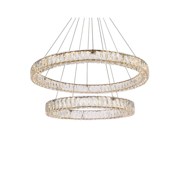 Monroe Gold 36-Inch Integrated LED Double Ring Chandelier, image 3