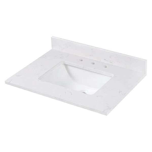 Cala White 25-Inch Vanity Top with Rectangular Sink - (Open Box), image 3