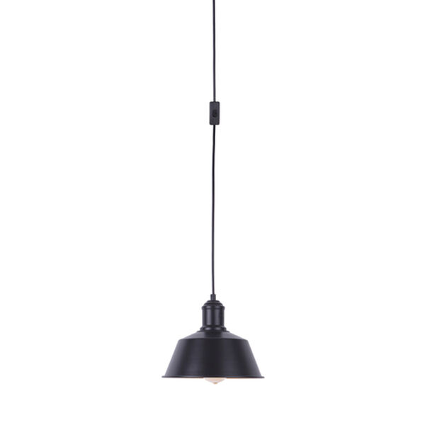 Swag Flat Black One-Light Pendant with Metal Shade in Flat Black, image 1