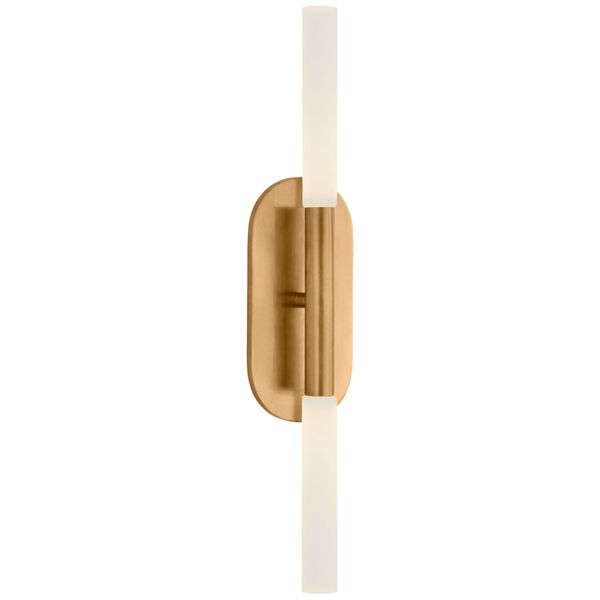 Rousseau Medium Vanity Sconce in Antique-Burnished Brass with Etched Crystal by Kelly Wearstler, image 1