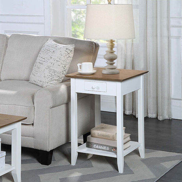 American Heritage Driftwood White One-Drawer End Table with Shelf, image 2