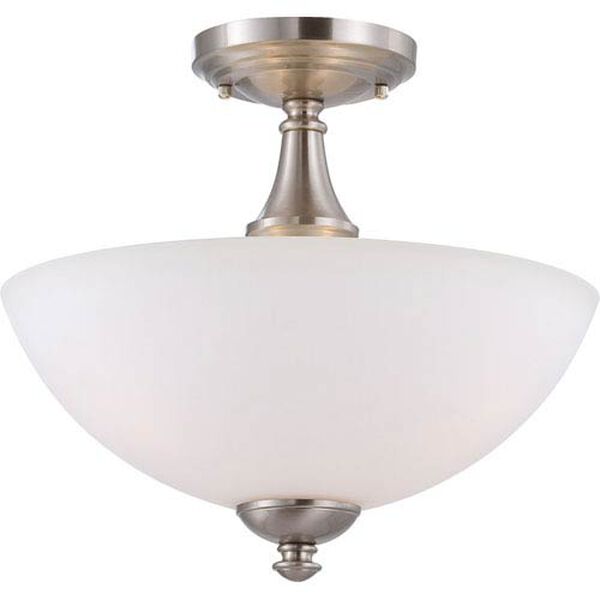 Patton Brushed Nickel Finish Three Light Semi Flush with Frosted Glass, image 1