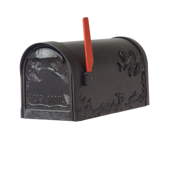 Curbside Black Hummingbird Mailbox with Floral Front Single Mounting Bracket, image 6