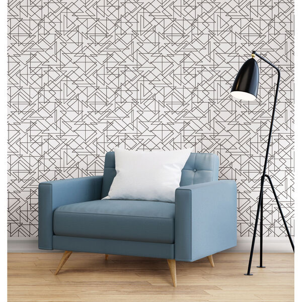 Triangulation Black and White Peel and Stick Wallpaper, image 1