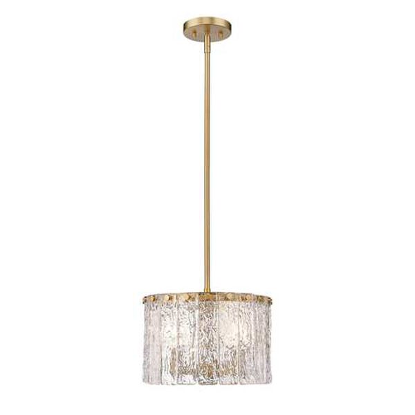 Glacier Modern Gold Three-Light Pendant with Clear Glass Shade, image 1