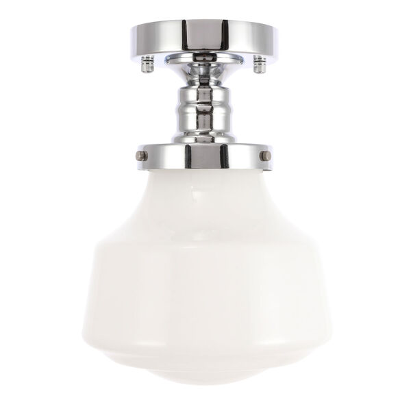 Lyle Chrome Eight-Inch One-Light Flush Mount with Frosted White Glass, image 3