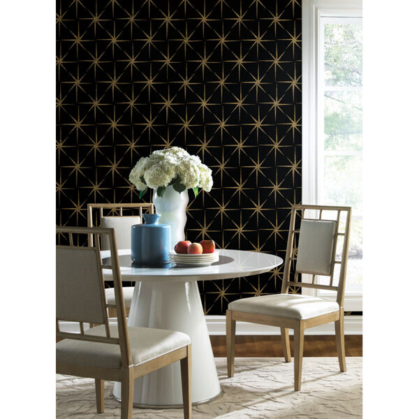 Grandmillennial Black Evening Star Pre Pasted Wallpaper - SAMPLE SWATCH ONLY, image 1