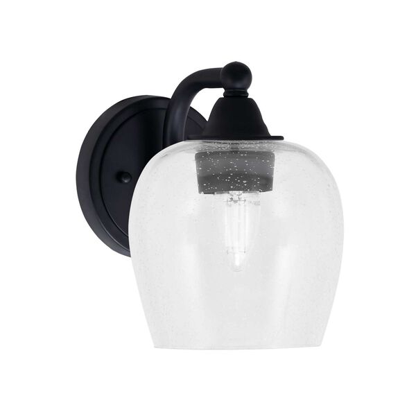 Paramount Matte Black One-Light Wall Sconce with Six-Inch Clear Bubble Glass, image 1