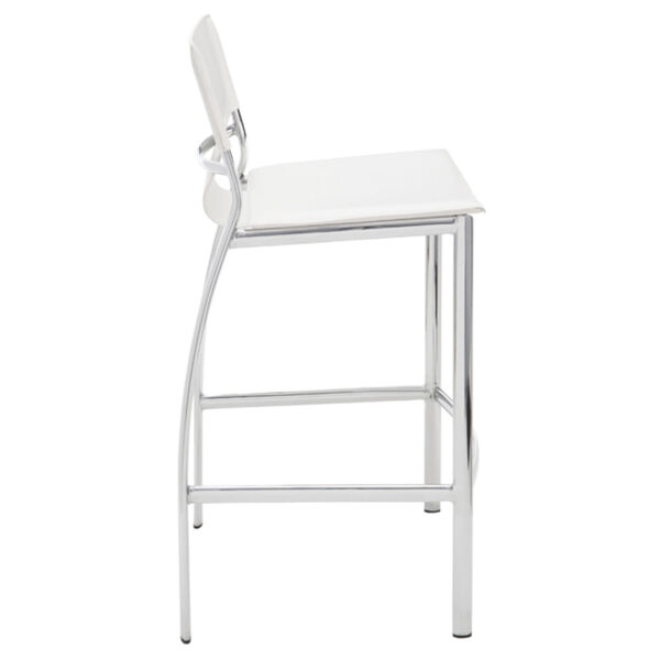 Lisbon White and Silver Counter Stool, image 3
