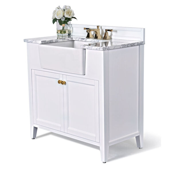 Adeline White 36-Inch Vanity Console with Farmhouse Sink, image 1