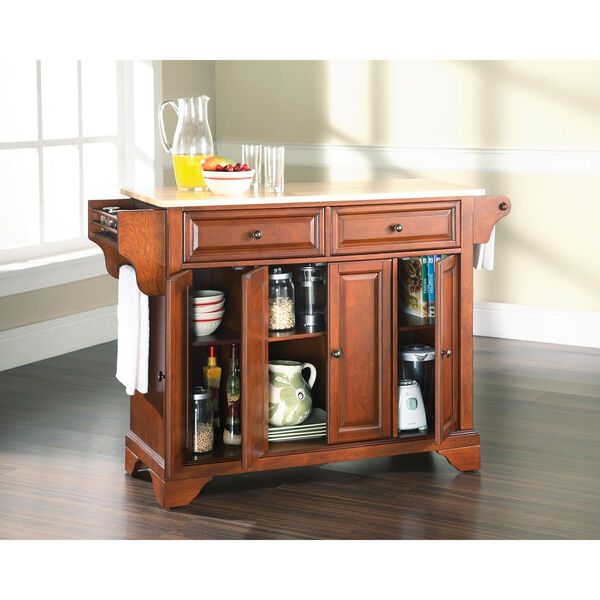 LaFayette Natural Wood Top Kitchen Island in Classic Cherry Finish, image 4