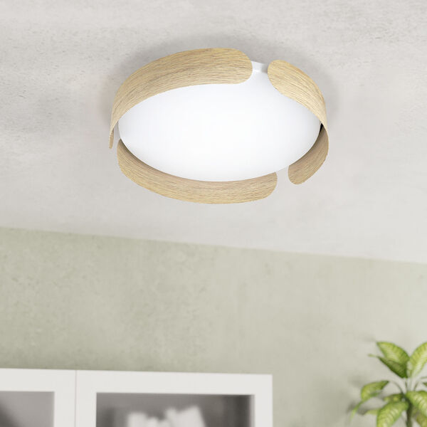 Valcasotto Wood Intergrated LED Flush Mount with White Acrylic Shade, image 2