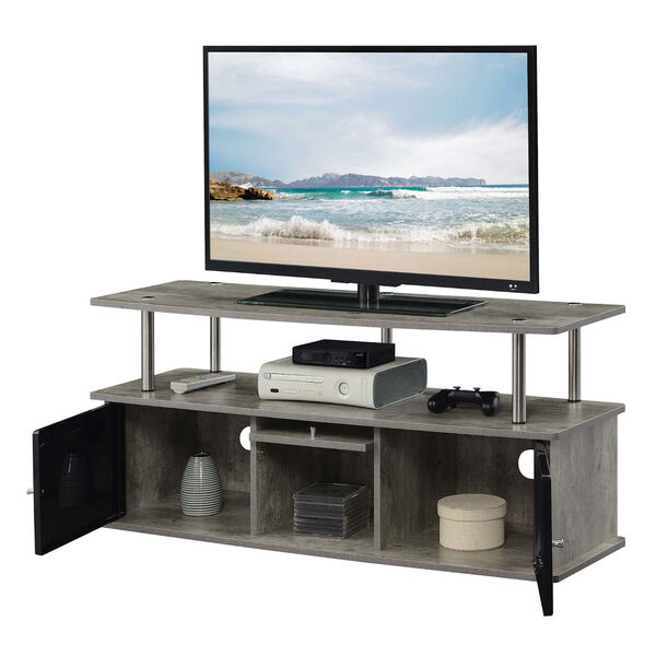 Designs2Go Faux Birch and Black TV Stand with Three Storage Cabinet and Shelf, image 2