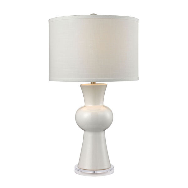 White Ceramic Gloss White One-Light Table Lamp, image 1