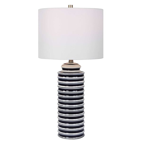 Charlotte Navy and White Stripe One-Light Table Lamp, image 1