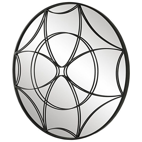 Jocasta Satin Black Mirrored Circular Wall Decor, image 4