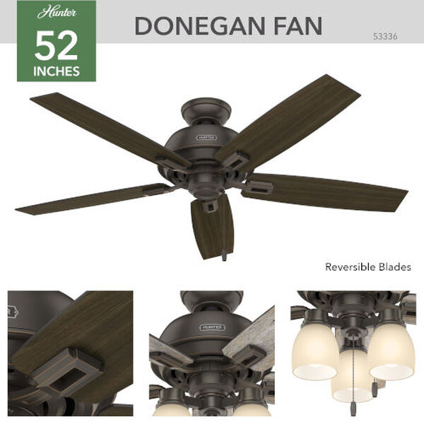 Donegan Onyx Bengal 52-Inch Three-Light LED Adjustable Ceiling Fan, image 4