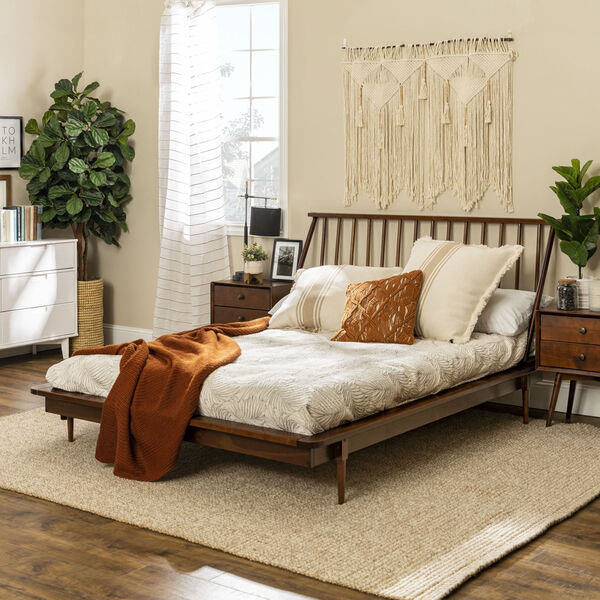 Queen Walnut Spindle Bed, image 1