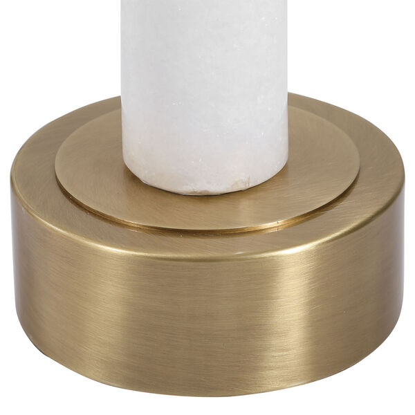 Portsmouth Brushed Brass and White Round Accent Table, image 4