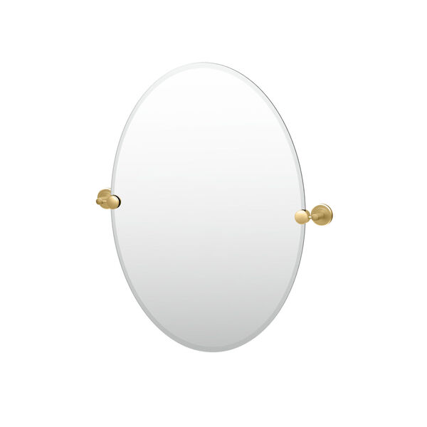 Latitude II Brushed Brass 27-Inch Frameless Oval Mirror, image 1