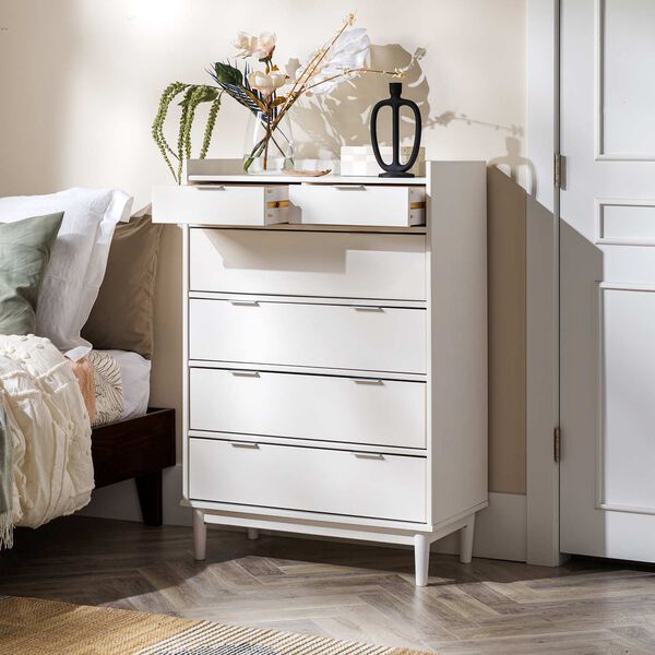 White Solid Wood Six-Drawer Dresser, image 8