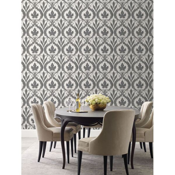 Damask Resource Library Black and White 20.5 In. x 33 Ft. Adirondack Wallpaper, image 2