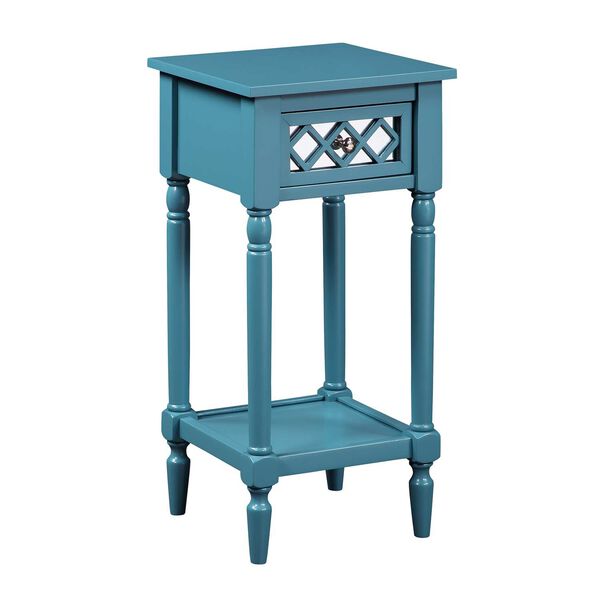 Khloe French Country Blue  Deluxe One Drawer End Table with Shelf, image 3