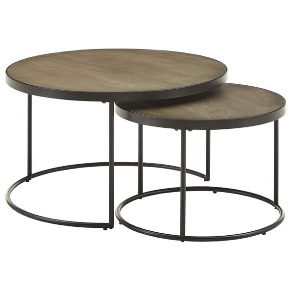 Dublin Black Round Nesting Coffee Table with Faux Stingray Top, image 1
