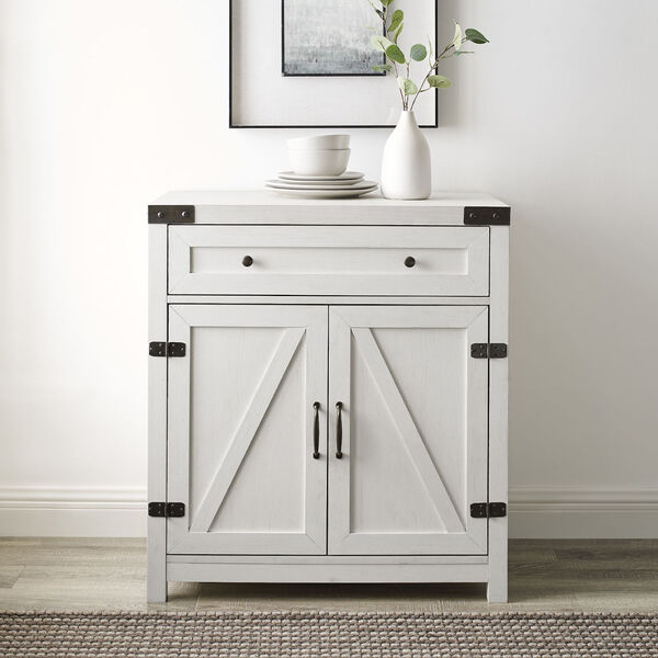 Brushed White Barn Door Accent Cabinet, image 4