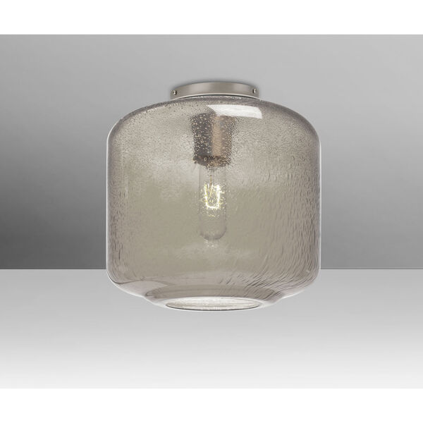 Niles Satin Nickel One-Light Flush Mount With Smoke Bubble Glass, image 1