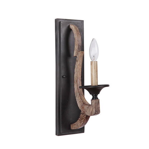 Winton Weathered Pine and Bronze One-Light Wall Sconce, image 1