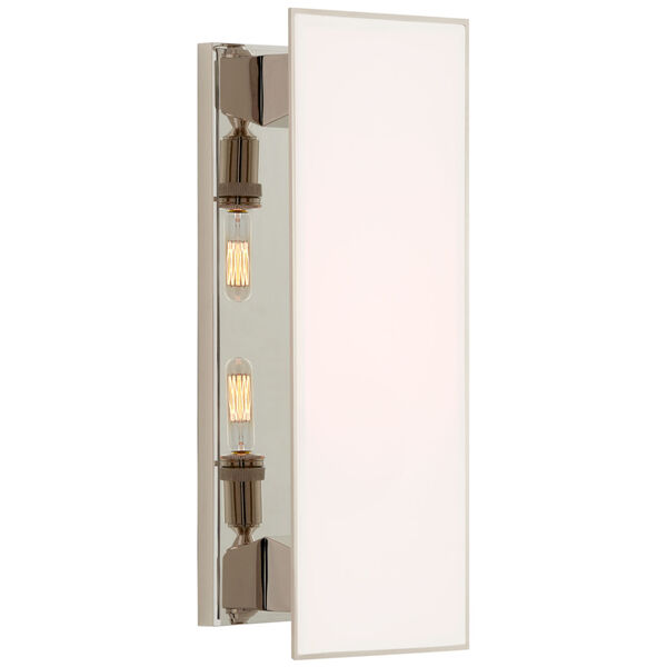 Albertine Medium Sconce in Polished Nickel with White Glass Diffuser by Thomas O'Brien, image 1