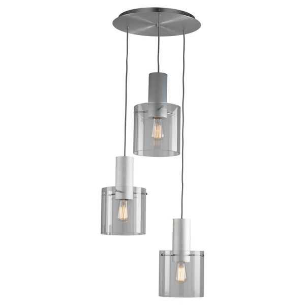 Henley Brushed Aluminum and Clear Glass Three-Light Pendant, image 2