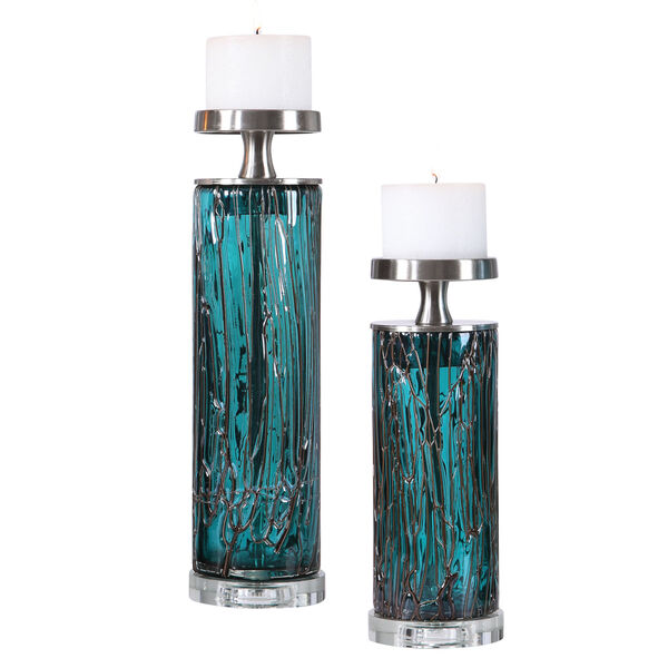 Almanzora Teal 5-Inch Candle Holder, image 1