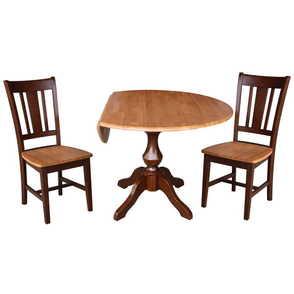 Cinnamon and Espresso Round Top Pedestal Table with Chairs, 3-Piece, image 1