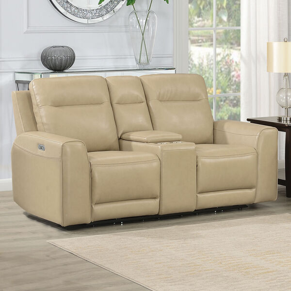 Doncella Sand Power Reclining Console Loveseat, image 1