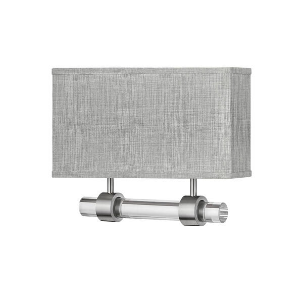 Luster Brushed Nickel Two-Light LED Wall Sconce with Heathered Gray Slub Shade, image 2