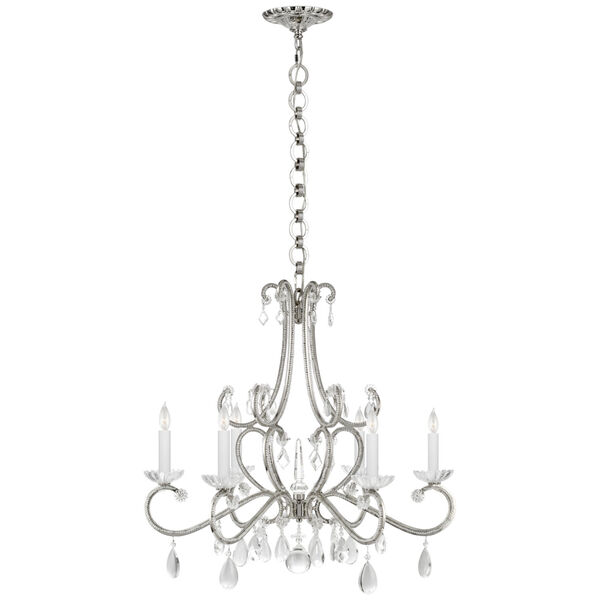 Montmartre Medium Chandelier in Polished Nickel with Crystal by AERIN, image 1