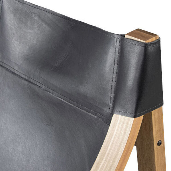 Lima Black leather and Natural frame Sling Chair, image 4