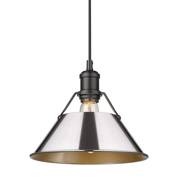 Orwell Matte Black 10-Inch One-Light Pendant with Chrome Shade, image 2
