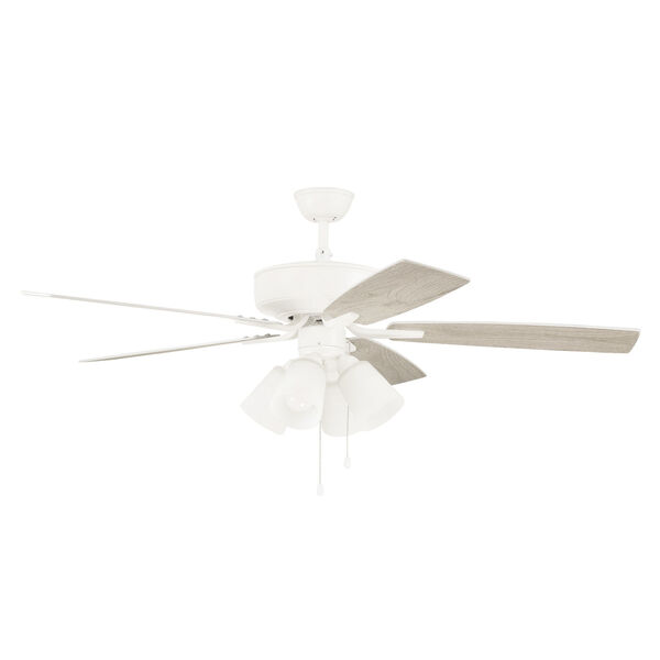 Pro Plus White 52-Inch Four-Light Ceiling Fan with White Frost Bell Shade, image 4