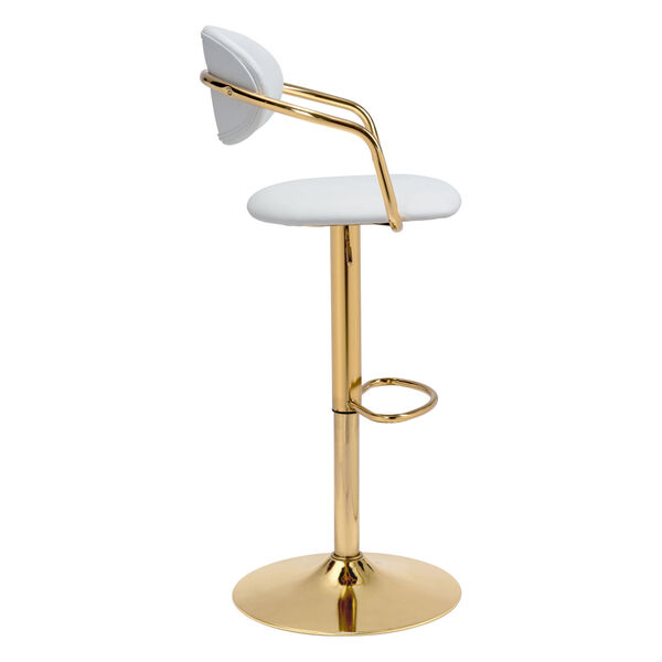 Gusto White and Gold Bar Stool, image 3