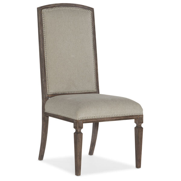 Woodlands Medium Wood 46-Inch Arched Upholstered Side Chair, image 1