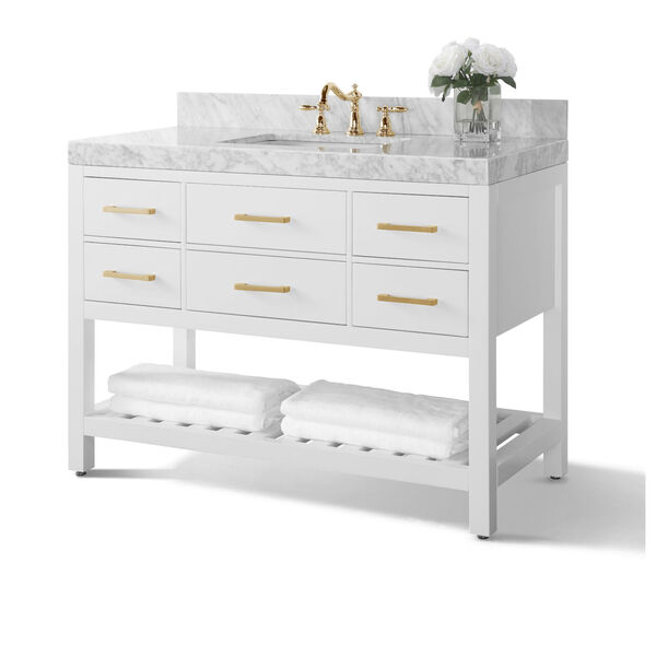 Elizabeth White 48-Inch Vanity Console with Mirror and Gold Hardware, image 2