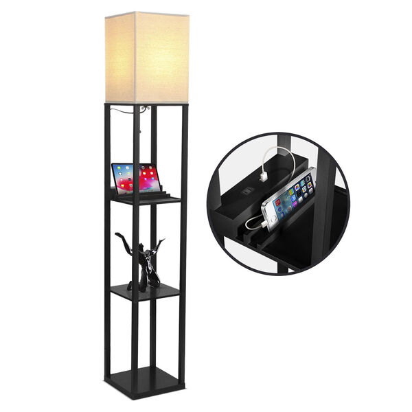 Maxwell Black LED Floor Lamp with USB Port, image 1