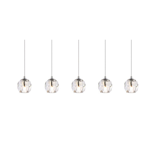 Eren Chrome 32-Inch Five-Light Pendant with Royal Cut Clear Crystal, image 3